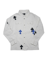 クロスレザーパッチシャツ