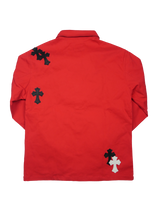 クロスレザーパッチシャツ