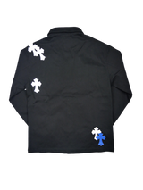 クロスレザーパッチシャツ