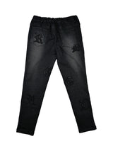 レザーパッチデニムパンツ