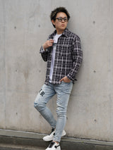 レザーパッチブルーデニム