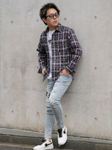 レザーパッチブルーデニム