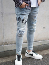 レザーパッチブルーデニム