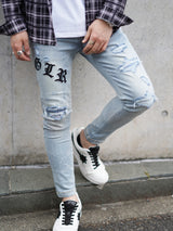 レザーパッチブルーデニム