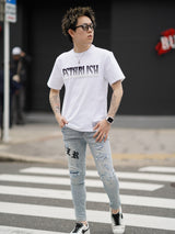 レザーパッチブルーデニム