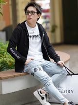 レザーパッチブルーデニム