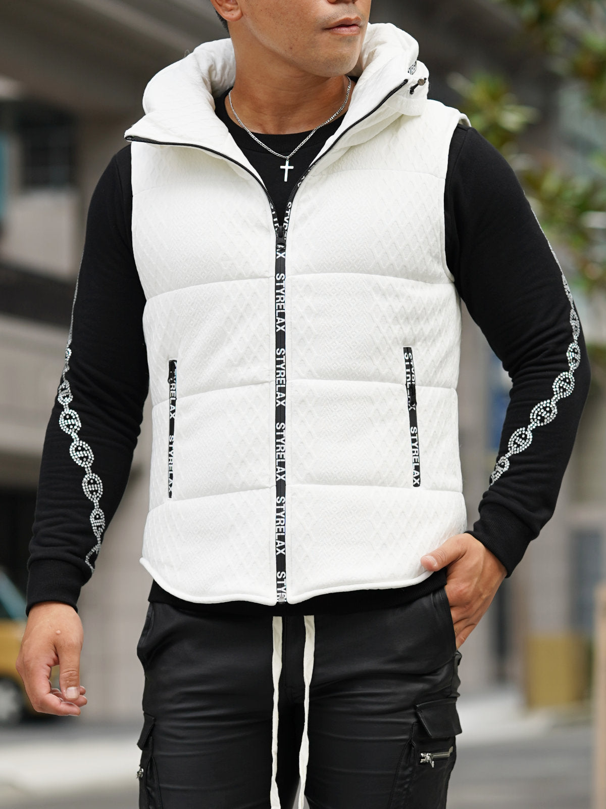 curly ウールベスト 中綿 カーリー CURLY(カーリー)/CABLE JACQUARD VEST -border- | ジャカード柄