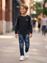 KIDS プレートスリーブ刺繍L/TEE