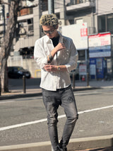 レザーパッチデニムパンツ