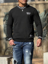 リブ英字メタルロゴトレーナー