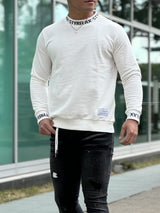 リブ英字メタルロゴトレーナー