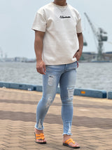 チェーンデニムパンツ