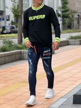 ロープネオンロゴデニムパンツ