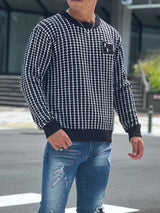 waffle patch crew sweater