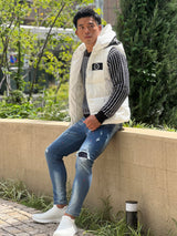 waffle patch crew sweater