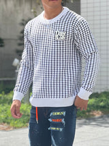 waffle patch crew sweater