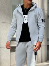 畦編みニットジップパーカー