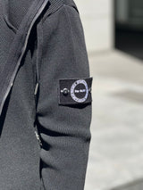 畦編みニットジップパーカー