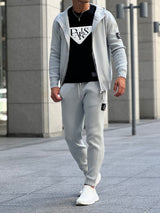 畦編みニットジップパーカー