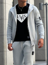 畦編みニットジップパーカー