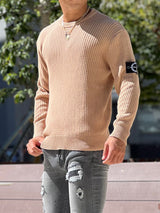 ワッペンリブクルーニット