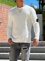 ワッペンリブクルーニット