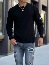 ワッペンリブクルーニット