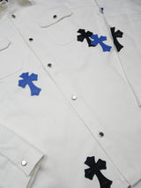 クロスレザーパッチシャツ