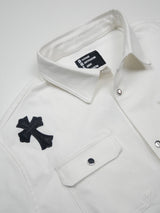 クロスレザーパッチシャツ