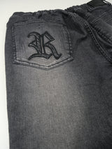 レザーパッチデニムパンツ