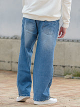 ワッペンストレートデニムパンツ