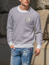 waffle patch crew sweater