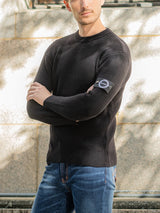 ワッペンリブクルーニット