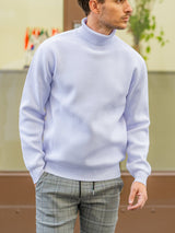 畦編みタートルネックセーター