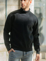 畦編みタートルネックセーター