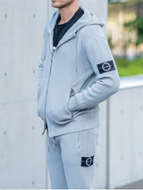 畦編みニットジップパーカー