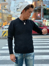 ポップコーン編みクルーニット