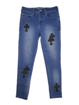 クロスパッチデニムパンツ