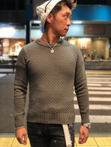 ポップコーン編みクルーニット