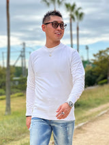 カシミアタッチクルーニット