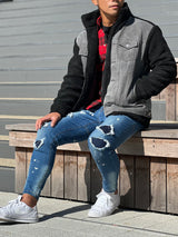 デニム切替ボアブルゾン