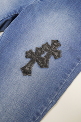 クロスパッチデニムパンツ