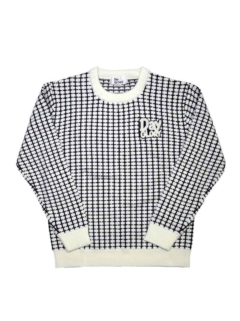 waffle patch crew sweater
