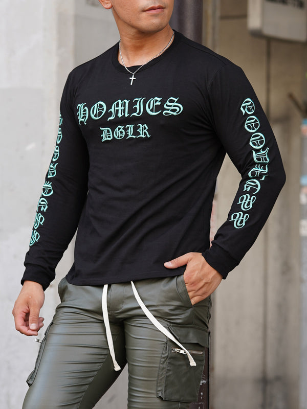 メタリック刺繍ロンT