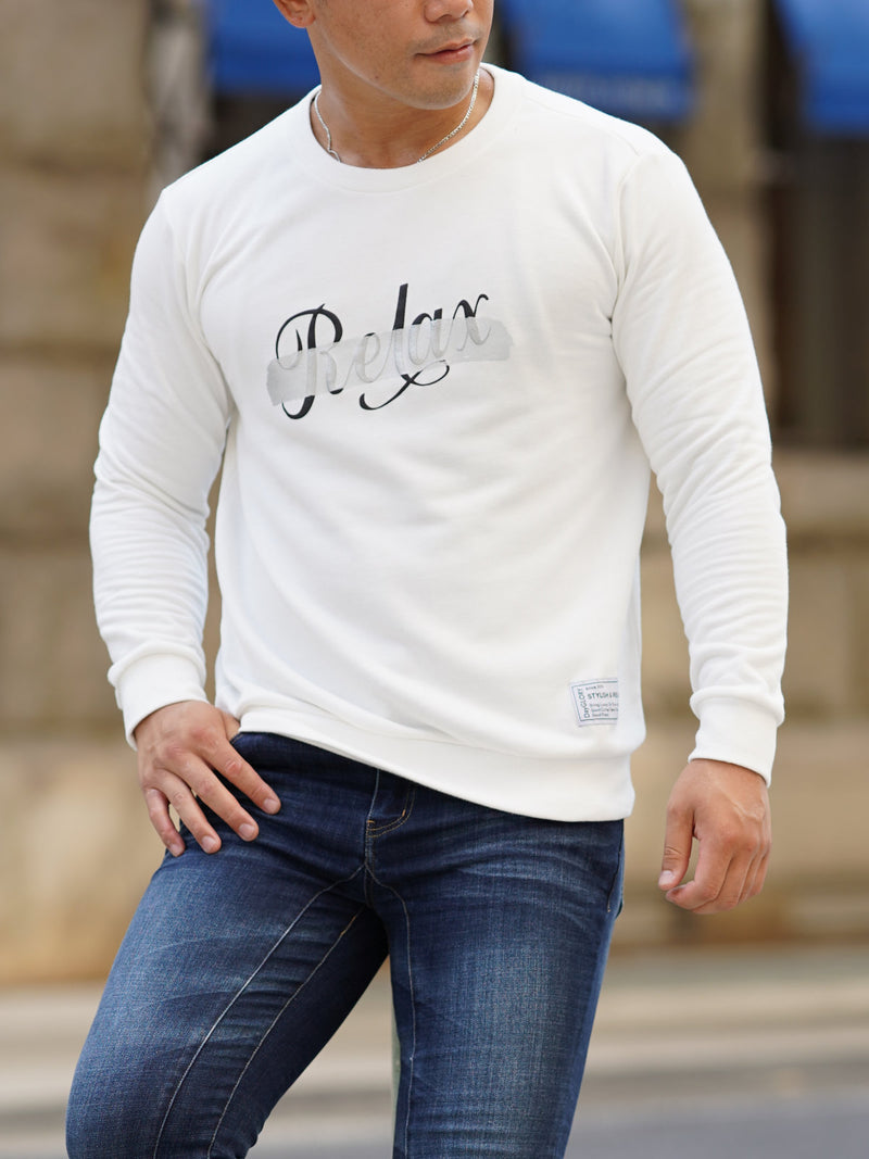 Relax箔プリントトレーナー