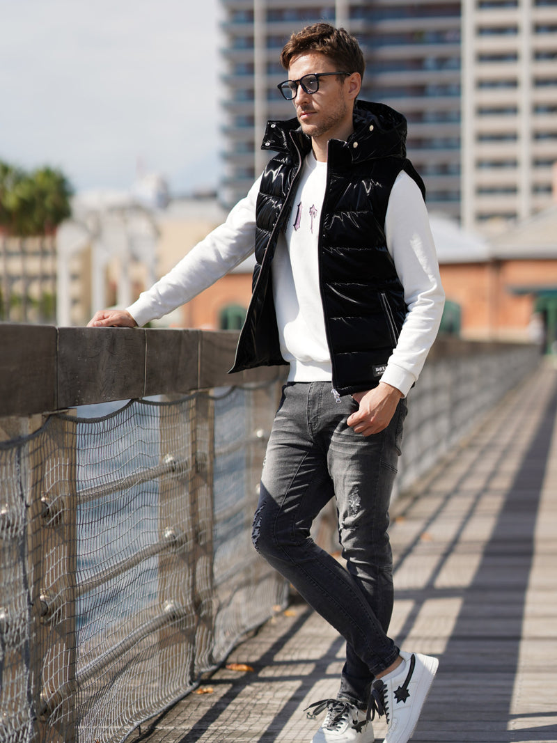 光沢ナイロン中綿ベスト