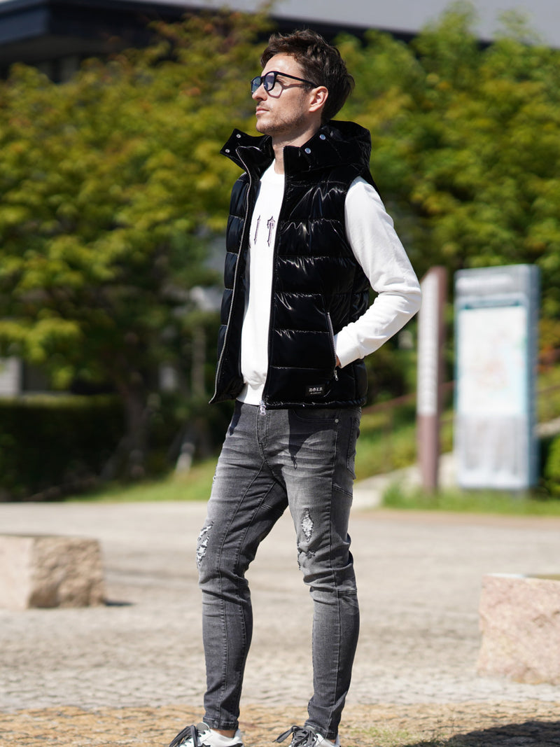 光沢ナイロン中綿ベスト