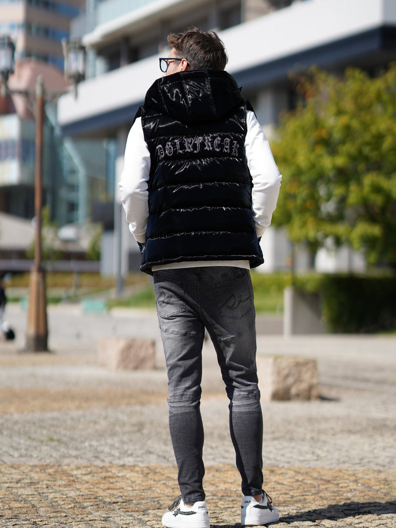 光沢ナイロン中綿ベスト