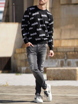 英字総柄ニット