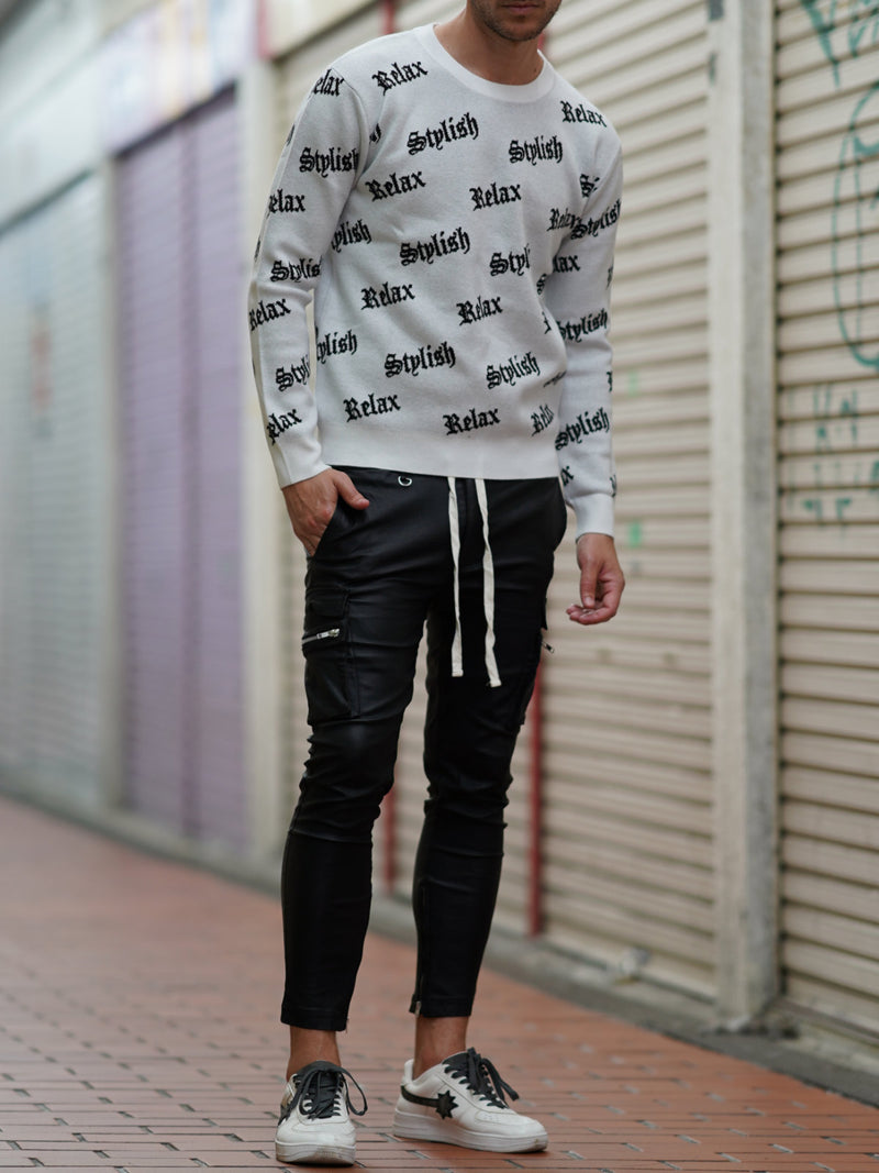 英字総柄ニット